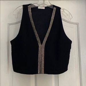 Black Sequin Low Cut Crop Top